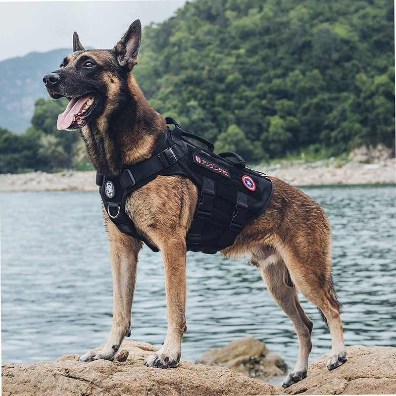 OneTigris Dog Harness X Destroyer Tactical Dog Harness 3 Handles Heavy Duty Dog Vest with Metal Buckles L Black - PawsPlanet Australia