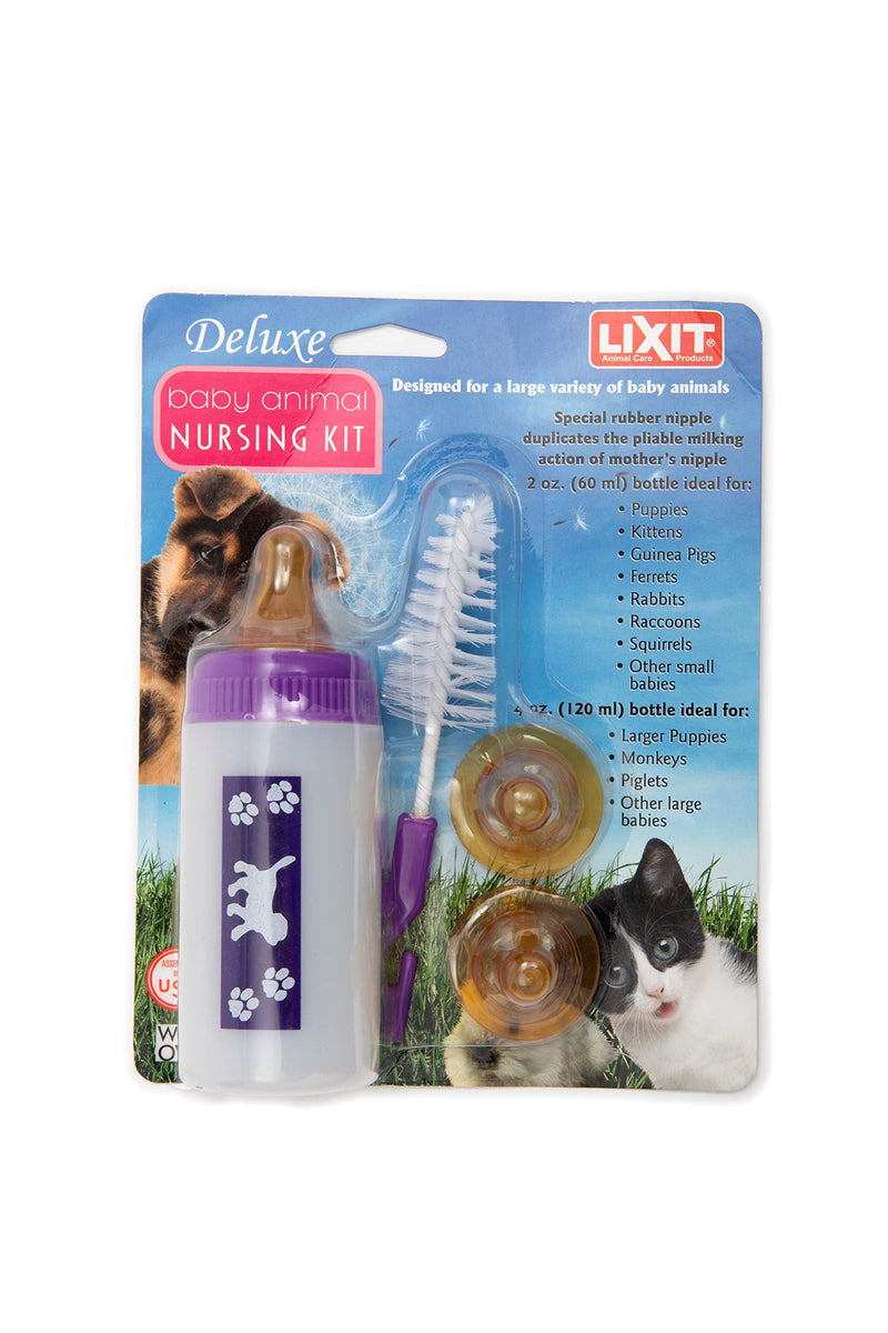 Lixit Nursing Bottle Kits for Puppies, Kittens, Guinea Pigs, Ferrets, Rabbits, Raccoons, Squirrels and Other Pets That Need Hand Feeding 4 Ounce Clear - PawsPlanet Australia