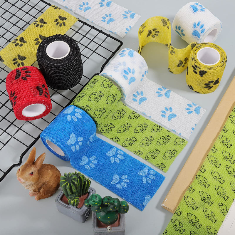 Butt doll 12 pieces self-adhesive bandage, cohesive bandage, self-adhesive elastic bandage, first aid bandage for cats, dogs, wrists, ankles, 5 cm x 4.5 m - PawsPlanet Australia