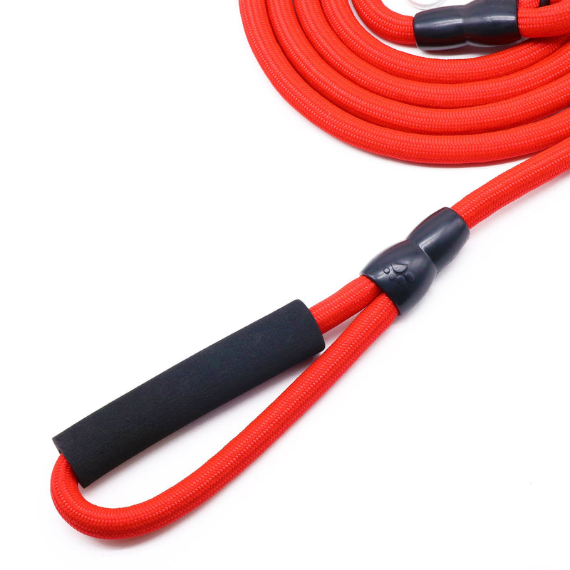 [Australia] - AUTULET Shock Absorbing Rope Lead Dog Leash Red Nylon with Padded Handle for Walking Hiking 12mm*5m 