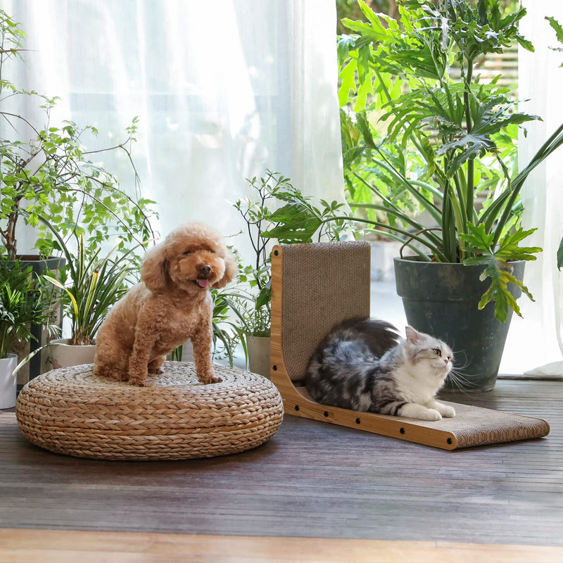 FUKUMARU cat scratching board, 68 cm high L-shaped scratching board for cats, durable cat scratching board with ball toy, cat scratching furniture made of high-quality cardboard for walls and corners, large format - PawsPlanet Australia