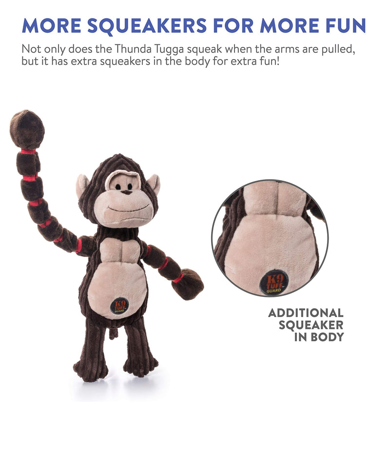 [Australia] - Charming Pet Thunda Tugga Gorilla Plush Dog Toy - Interactive Soft Animal Squeaky Tug Toy 