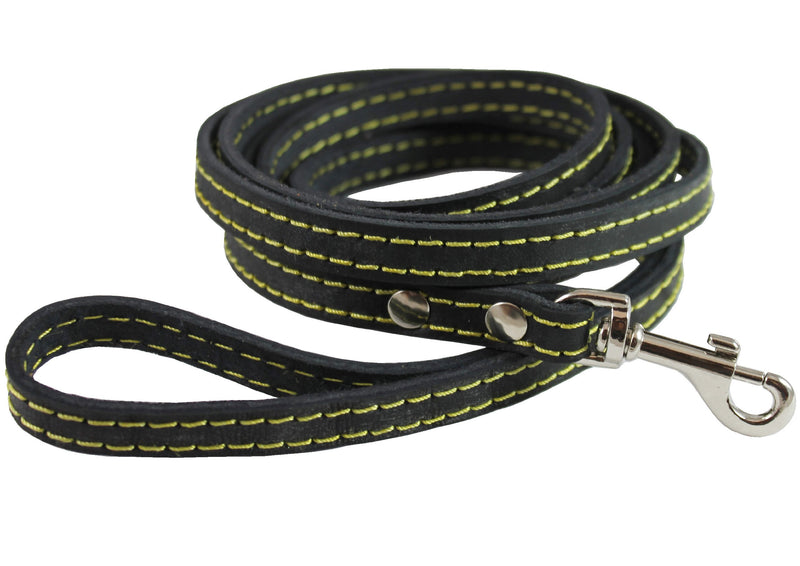 [Australia] - Genuine Leather Dog Leash 1/2" Wide 6 Ft, Small Breeds 