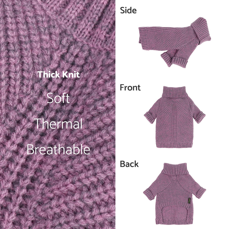 Fitwarm Thermal Knitted Dog Sweater Doggy Winter Coat Pet Clothes Doggie Turtleneck Jacket Puppy Outfits Cat Sweatsuit XS Purple - PawsPlanet Australia