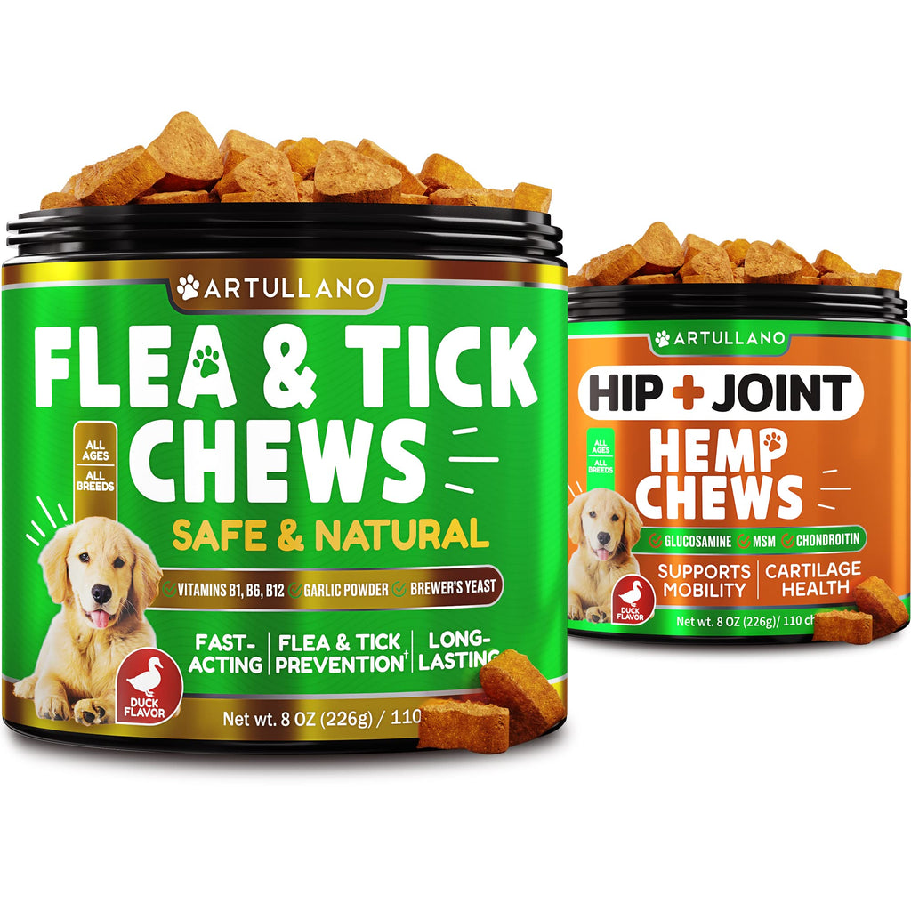 Flea and Tick Prevention for Dogs + Hip and Joint Supplement Bundle - Natural Flea and Tick Supplement for Dogs - Pest Defense - Dog Joint Supplement - Dog Joint Pain Relief - Made in USA - PawsPlanet Australia