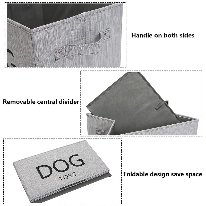 Xbopetda Canvas Dog Toy Basket - Pet Toy and Accessory Storage Bin Pet Toy Storage Bin Collapsible Organizer Storage Basket (Slub Gray) - PawsPlanet Australia