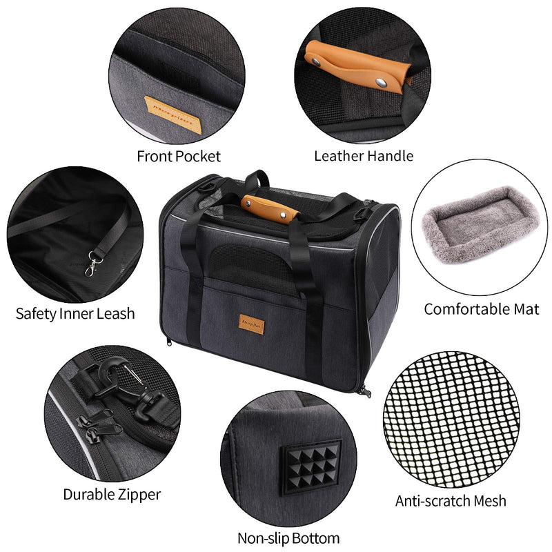 morpilot Cat Carrier, Portable Pet Carrier Bag for Cats and Small Dogs, Foldable Soft Sided Cat Transport Carrier, Airline Approved Pet Travel Carrier with Shoulder Strap, Removable Mat and Pet Bowl Medium Size - PawsPlanet Australia