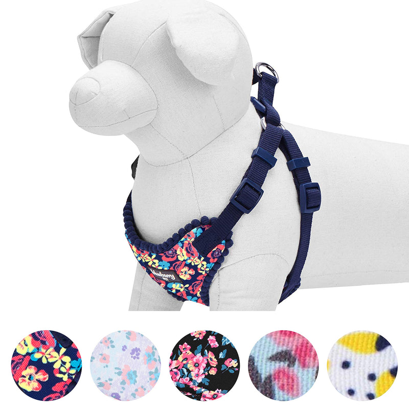 Blueberry Pet Spring Made Well Profound Floral Print Dog Harness Vest in Navy, Chest Girth 35cm-41cm, Neck 35cm-40.5cm, X-Small, Adjustable Harnesses for Dogs (35-41cm) Chest Girth - PawsPlanet Australia