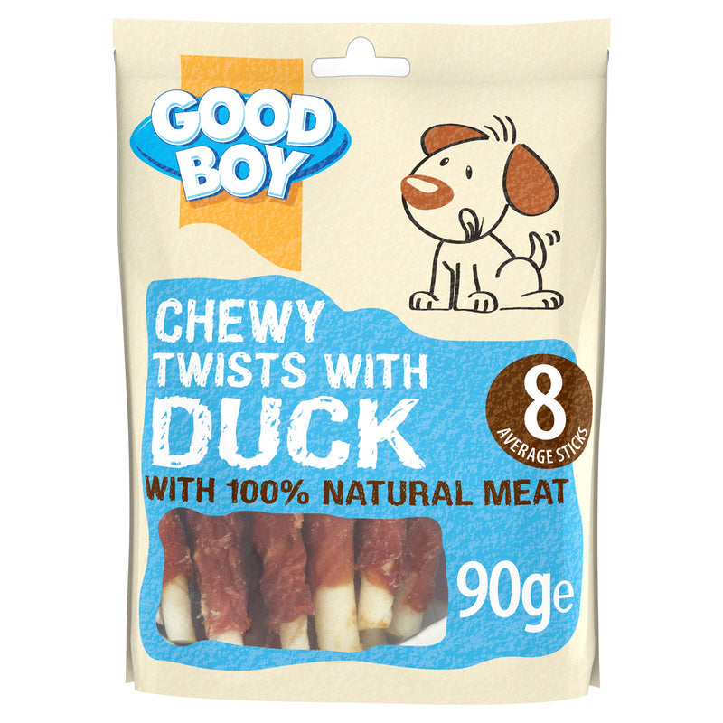 Good Boy - Chewy Twists with Duck - Dog Treats - Made with 100% Natural Duck Breast Meat - 90 g ? - Gluten Free Dog Treats - Case of 10 - PawsPlanet Australia