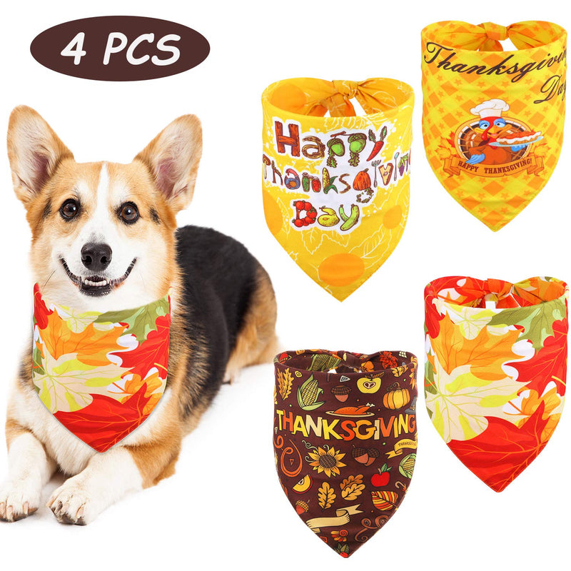 [Australia] - SATINIOR 4 Pieces Thanksgiving Day Dog Bandana Thanksgiving Leaf Triangle Bib Scarf Reversible Adjustable Bandana Kerchief for Dog Cat Pet 