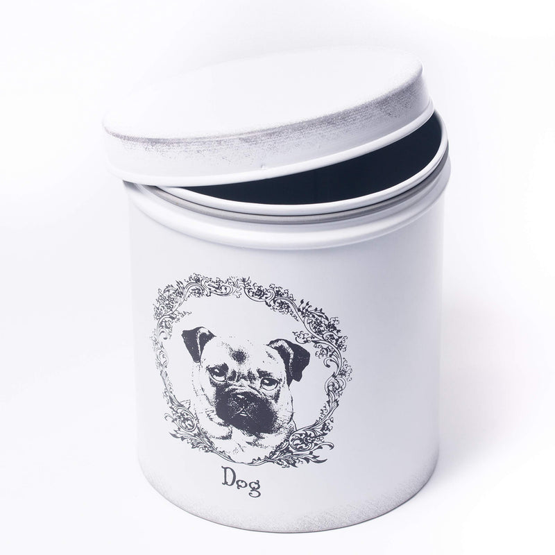 [Australia] - The PetSteel | Antique White Treat Jar | Dog Treat Jar | Tight Fitting Lids | Pet Food Container | Fit's Up to 2lbs of Treats 