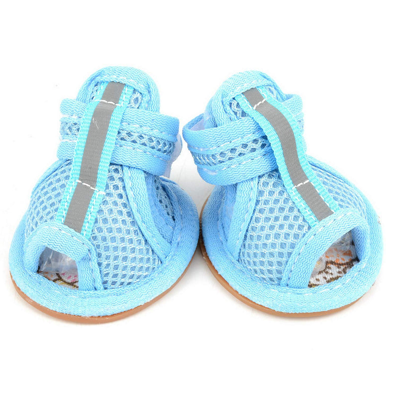 [Australia] - Zunea Summer Mesh Breathable Dog Shoes Sandals Non Slip Paw Protectors Reflective Adjustable Girls Female,for Small Pet Dog Cat Puppy (Please take a Measurement of Your Dog Before Ordering, Thanks) 1# (LxW): 1.37 * 1" blue 