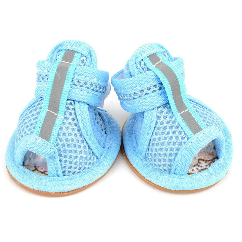 [Australia] - Zunea Summer Mesh Breathable Dog Shoes Sandals Non Slip Paw Protectors Reflective Adjustable Girls Female,for Small Pet Dog Cat Puppy (Please take a Measurement of Your Dog Before Ordering, Thanks) 5# (LxW): 2.1 * 1.77" blue 