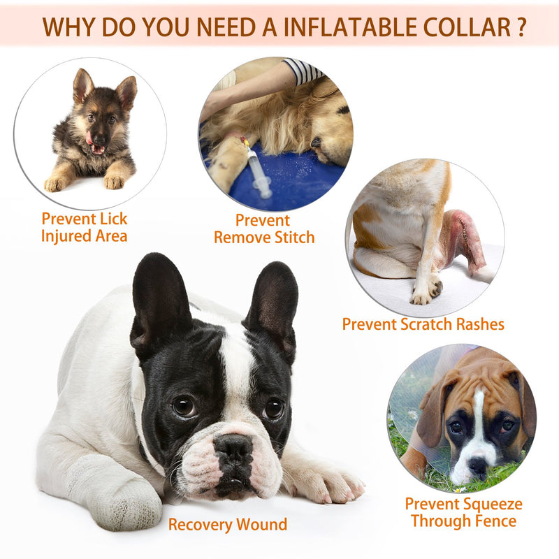 YAMI Dog Inflatable Recovery Collar,Adjustable Elizabethan Collar for Pets Recovery from Surgery and Wounds (S) S - PawsPlanet Australia
