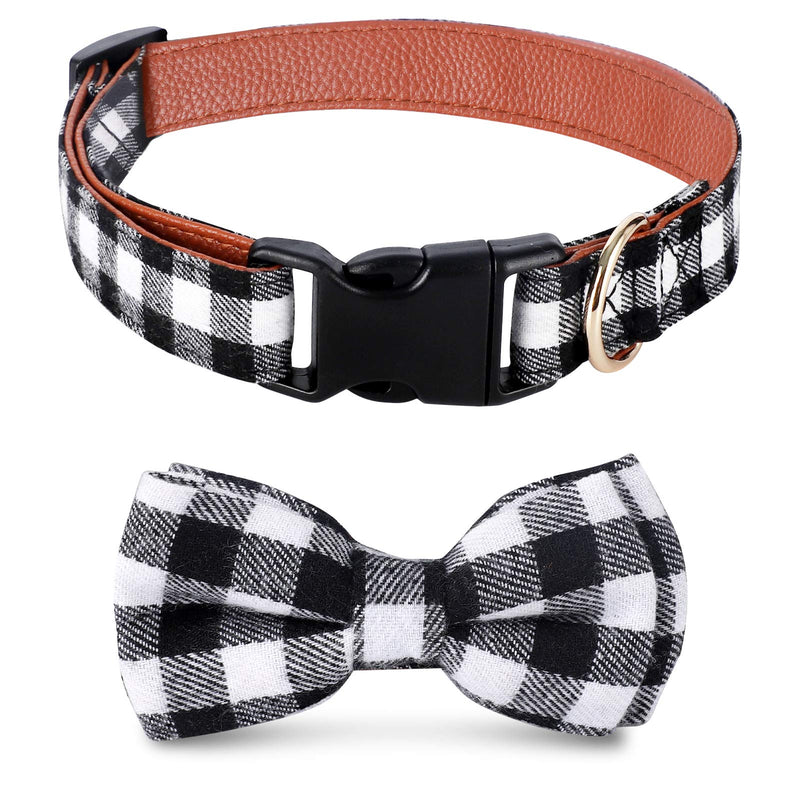 Dog Bow Tie Plaid Dog Collar, Apasiri Dog Collar with Bow Tie Cat Bowtie, Adjustable Soft Pet Bow Tie for Small Dogs Cat Best Gift Comfortable Unique Buckle Cute Bowtie Detachable Durable Cotton Comfy Black - PawsPlanet Australia