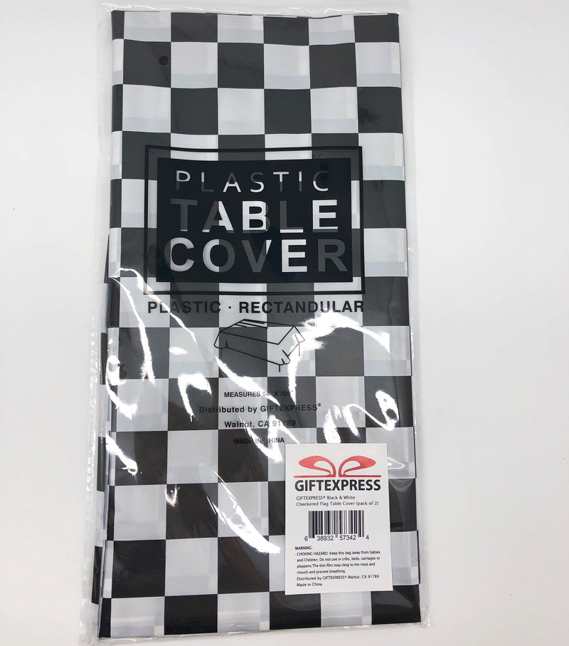 GIFTEXPRESS 2-Pack Black & White Checkered Flag Table Cover Party Favor/Checkered Tablecloth/Disposable Checkered Racing Table Cover/Check Table Cover - PawsPlanet Australia