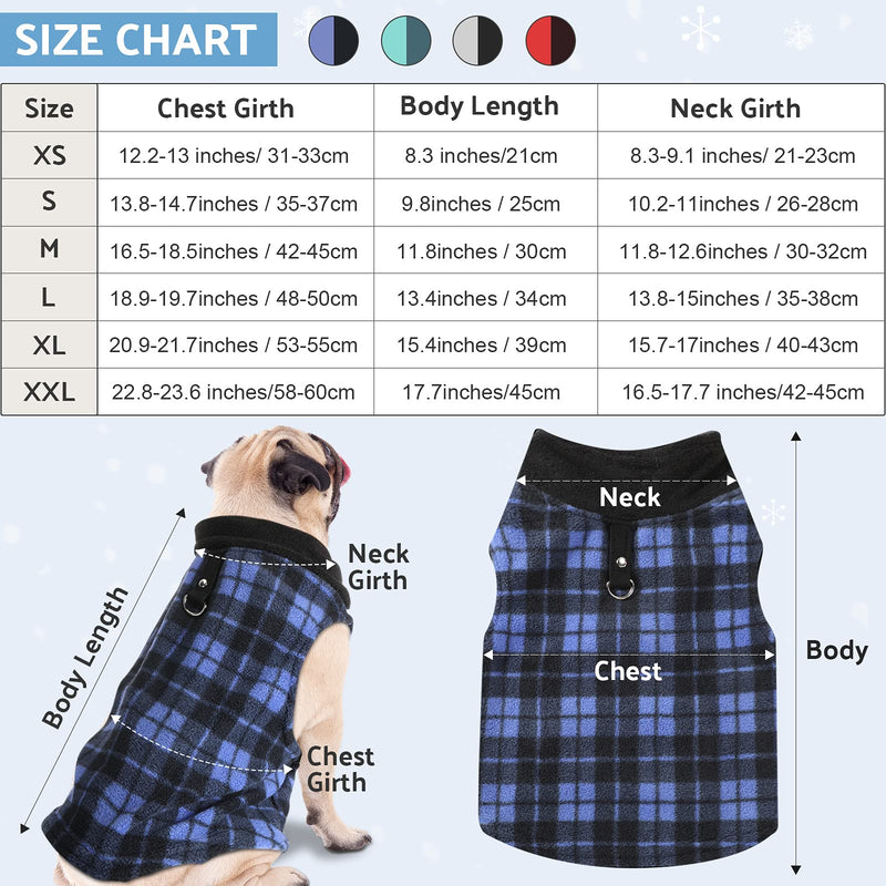 4 Pieces Fabric Dog Sweater with Leash Ring Winter Fleece Vest Dog Pullover Jacket Warm Pet Dog Clothes for Puppy Small Dogs Cat Chihuahua Boy X-Small - PawsPlanet Australia