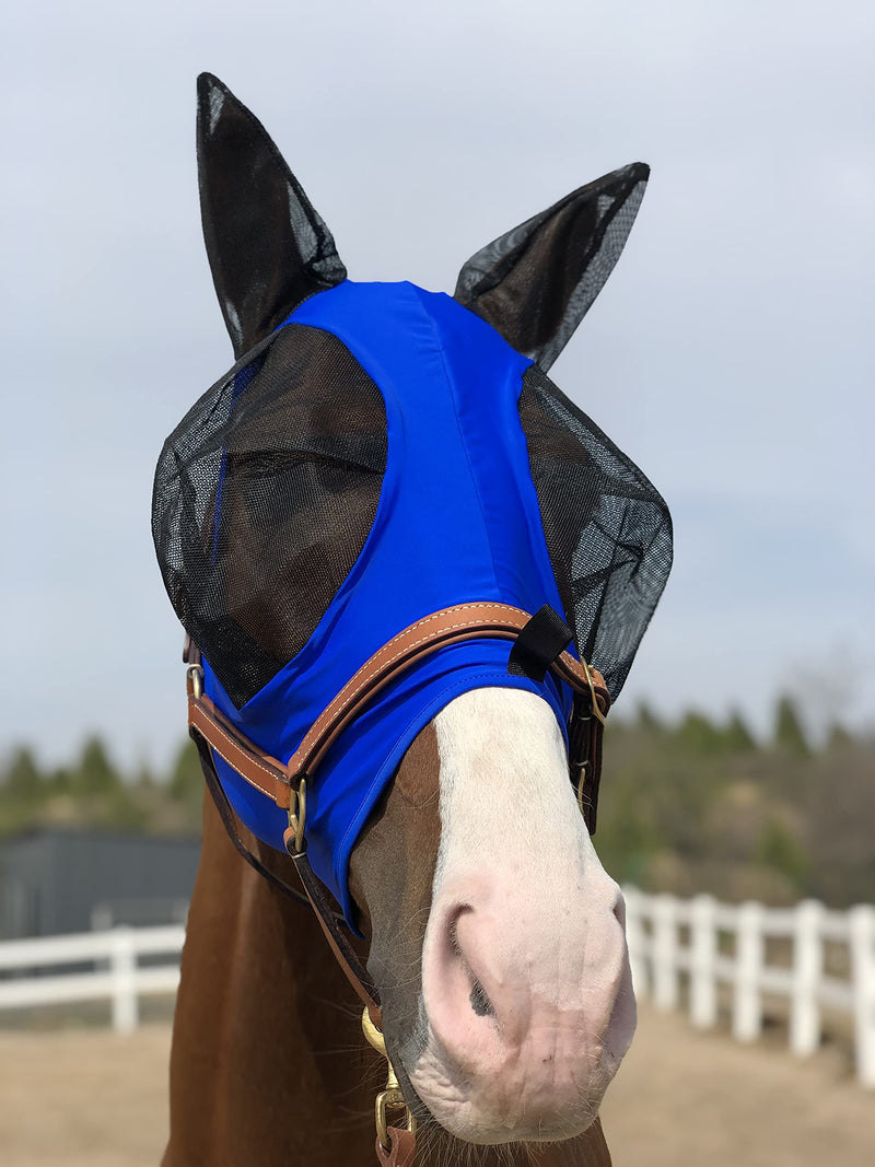 TGW RIDING Horse Mask, Horse Mask with Ears, Extra Comfort Grip Soft Mesh Horse Mask with Ears Small Dk Blue - PawsPlanet Australia