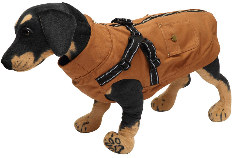 Ctomche Dog Jacket with Harness,Canvas Windproof Dog Vest,Dog Jacket Waterproof with Two rivet-reinforced pockets,Dog Jacket Coat Sweater with Zipper Khaki-L L - PawsPlanet Australia