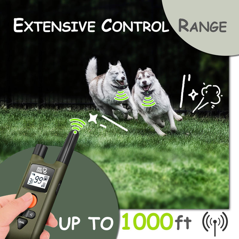 [Australia] - DOG CARE Training Collar with Remote - Rechargeable Dog Training Collar w/3 Modes, Beep, Vibration and Adjustable Static Levels, Up to 1000Ft Remote Range, E Collar for Large Medium Small Dogs 