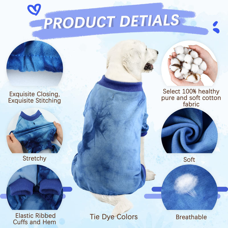 Hjyokuso Dog Tie Dye Hoodie, Dog Pajamas Soft Onesies Dog Pjs for Small Medium Dogs Boys Girls Spring Winter Shirts Cotton Pet Clothes Jumpsuits Puppy Apparel XX-Small Blue - PawsPlanet Australia