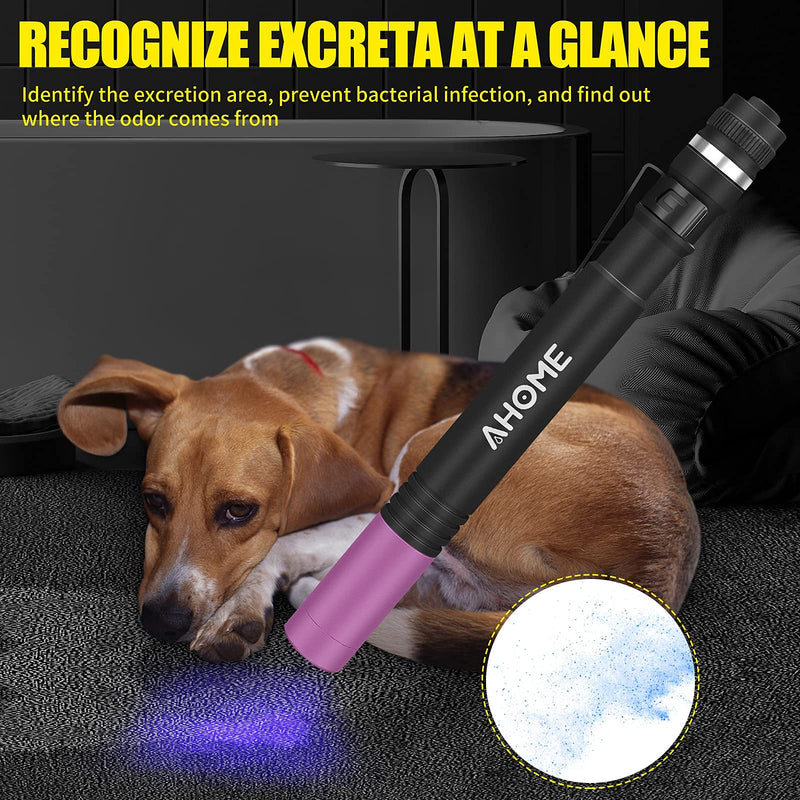 AHOME P2 USB Rechargeable Pen UV Torch, 365nm Blacklight LED Pocket Penlight, Pet Urine Detector, IPX5 Water-Resistant, 1000mAh NiMH Battery ×2 Included, 2 Modes (High, Low) - PawsPlanet Australia