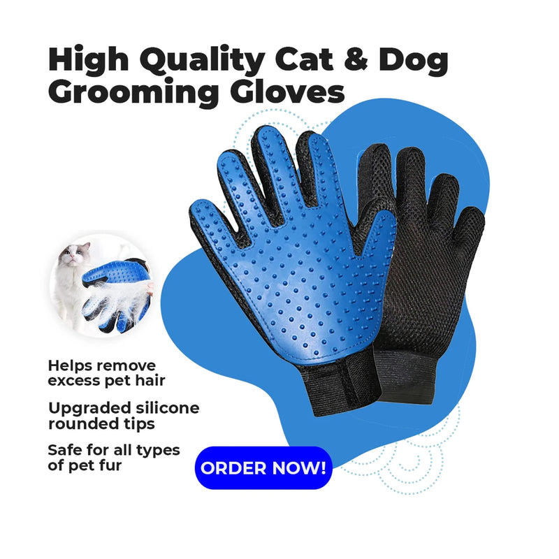 pets Grooming Glove, Gentle Grooming Glove Brush, Efficient Hair Remover Glove, Deshedding Glove, Massage Mitt with Enhanced Five Finger Design, For Dogs & Cats with Long/Short Fur. FREE COLLAR - PawsPlanet Australia