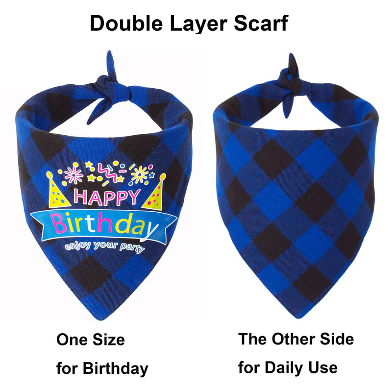 Dog Birthday Boy Bandana Hat Set, Dog Birthday Party Supplies, Plaid Birthday Dog Bandana and Cute Dog Birthday Hat for Small Medium Large Dogs (Blue) Blue - PawsPlanet Australia