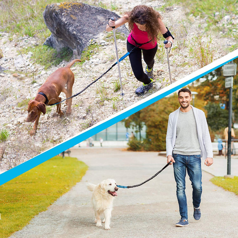 [Australia] - Akapet Hands Free Dog Leash for Running, Walking, Jogging, Training, Hiking, Dual Handle Leash Shock Absorbing, Durable & Adjustable Waist Belt Free Control for up to 150 lbs Large Dogs 