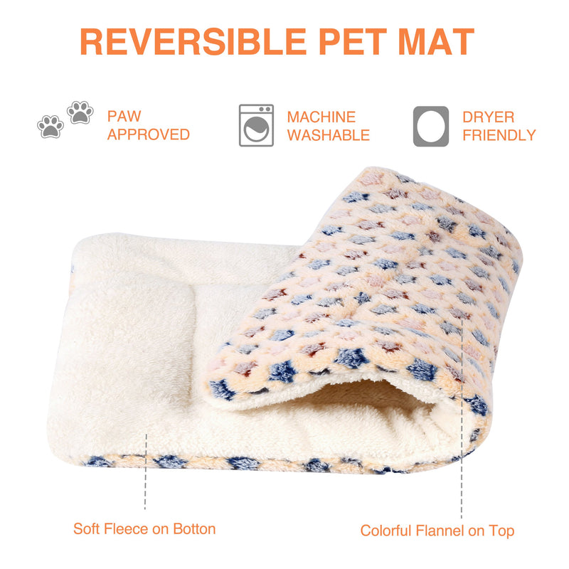 Ultra Soft Pet (Dog/Cat) Bed Mat with Cute Prints | Reversible Fleece Dog Crate Kennel Pad | Machine Washable Pet Bed Liner (X-Small, Brown) X-Small - PawsPlanet Australia