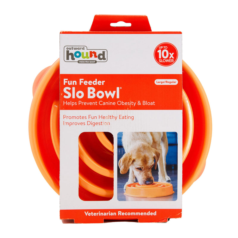 Outward Hound Fun Feeder Slo Bowl - Slow Feeder Dog Bowl Large/Regular Orange Swirl - PawsPlanet Australia