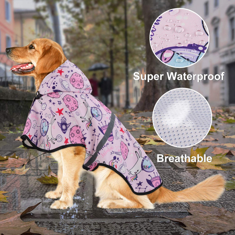 Dog Raincoat Hooded Pet Waterproof Jacket with Hood Light Breathable Rain Jacket Coat with Leash Hole & Legs Straps, Adjustable Dog Hooded Raincoat Jacket for Small Medium Large Dogs Pink 2XL XXL - PawsPlanet Australia