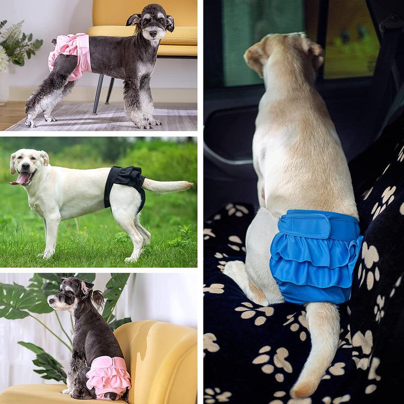 Washable Female Dog Diapers, Puppy Diapers for Dog Period Reusable Doggie Diapers, Highly Absorbent Dog Heat Panties Small (Pack of 3) - PawsPlanet Australia