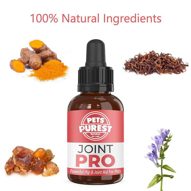 Pets Purest Joint Supplement Aid For Dogs, Cats & Pets. 100% Natural Hip & Joint Care Oil Drops for Flexibility, Mobility & Relief. Support Stiff & Ageing Joints in Senior Dog Cat - PawsPlanet Australia