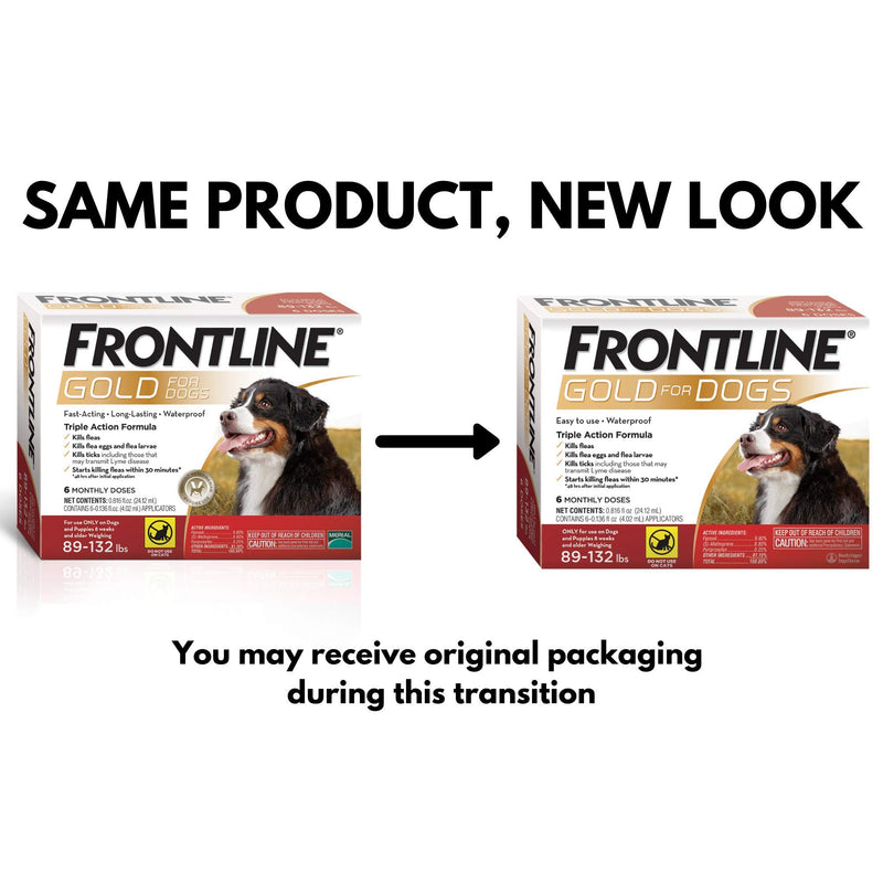 FRONTLINE Gold for Dogs Flea & Tick Treatment, 89-132 lbs, 6ct - PawsPlanet Australia