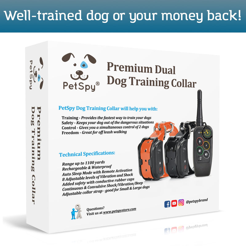 [Australia] - PetSpy M686B Dog Trainer Shock Collar for 2 Dogs with Vibra and Beep, Fully Waterproof Remote Training E-Collars 1 item 