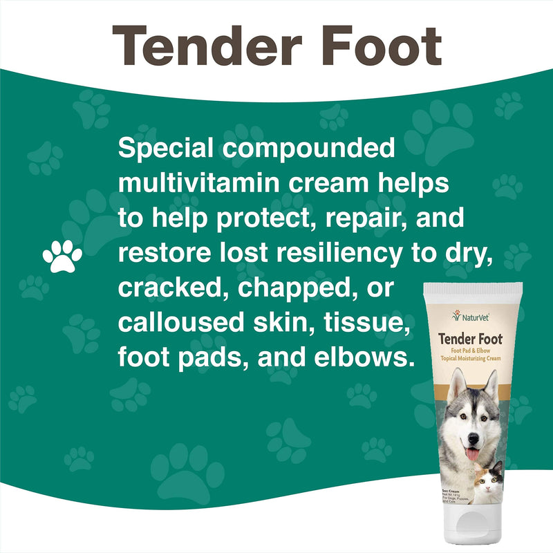 NaturVet – Tender Foot – Topical Moisturizing Cream – 5 oz – Multi-Vitamin Cream Protects, Repairs & Restores Foot Pads – Softens & Moisturizes Calloused Elbows – For Dogs & Cats - PawsPlanet Australia