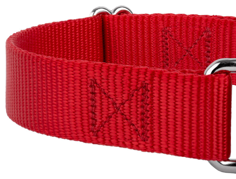 [Australia] - Country Brook Petz - Martingale Heavy Duty Nylon Dog Collar Medium, 1 Inch Wide Red 