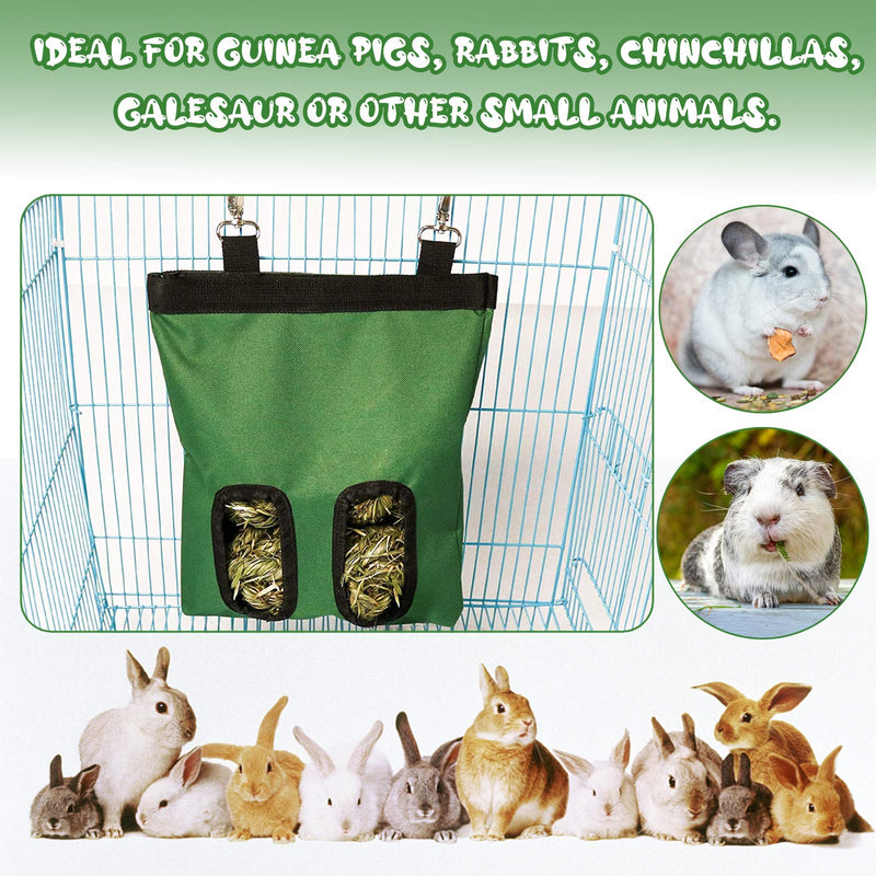 Acehome Rabbit Hay Feeder Bag, Guinea Pig Chinchilla Oxford Fabric Hanging Bag with Feeding Holes Waterproof Pet Essential Storage for Small Hay-Eating Pets (Green) Green - PawsPlanet Australia