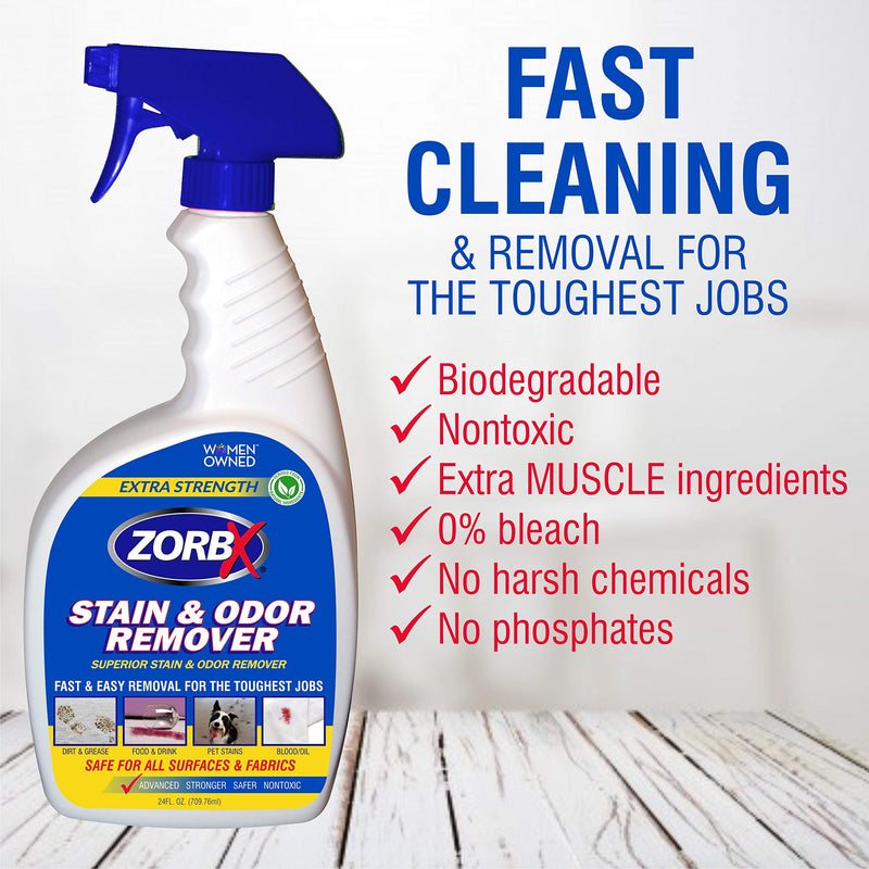 [Australia] - ZORBX Extra Strength Stain and Odor Remover – Non-Toxic and Biodegradable Stain Remover is Safe for All with No Harsh Chemicals, Perfumes or Fragrances (24oz) 