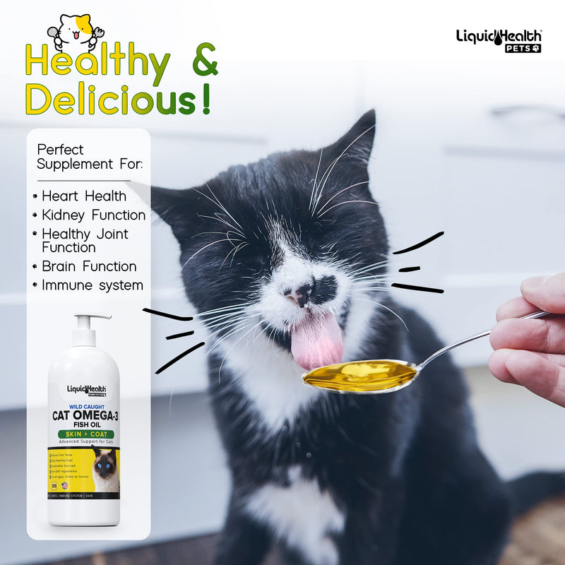 Liquid Health Pets Purr-Fection Omega 3 Fish Oil for Cats - Liquid Omega 3 for Cats with EPA+DPA+DHA, Cat Omega 3 Supplement May Reduce Itching, Support Joint, Immunity, Brain, Heart Health (8 Oz) 1 Pack - PawsPlanet Australia