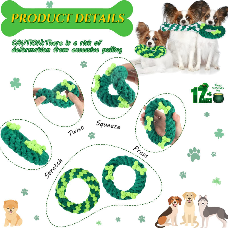 4 Pcs St. Patricks Day Dog Rope Toys Pet Rope Chew Toys Durable Bone Shamrocks Holiday Dog Toys for Small Dogs Puppy Teething St. Patricks Day Dog Supplies Irish Gifts - PawsPlanet Australia