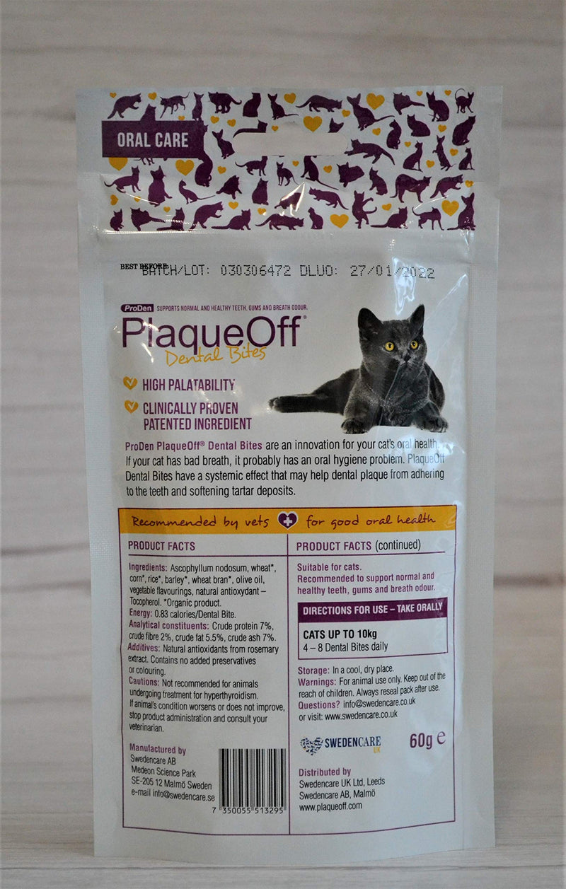 ProDen PlaqueOff Dental Bites Cat 60 g | For Cats | Bad Breath, Plaque, Tartar - PawsPlanet Australia
