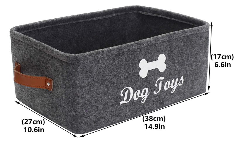 Xbopetda Dog Storage Bin Pet Toy Storage Bin, Dog Toy Basket with Leather Handle - Perfect for Organizing Pet Toys, Blankets, Leashes and Food (Grey) Grey-leather Handle - PawsPlanet Australia