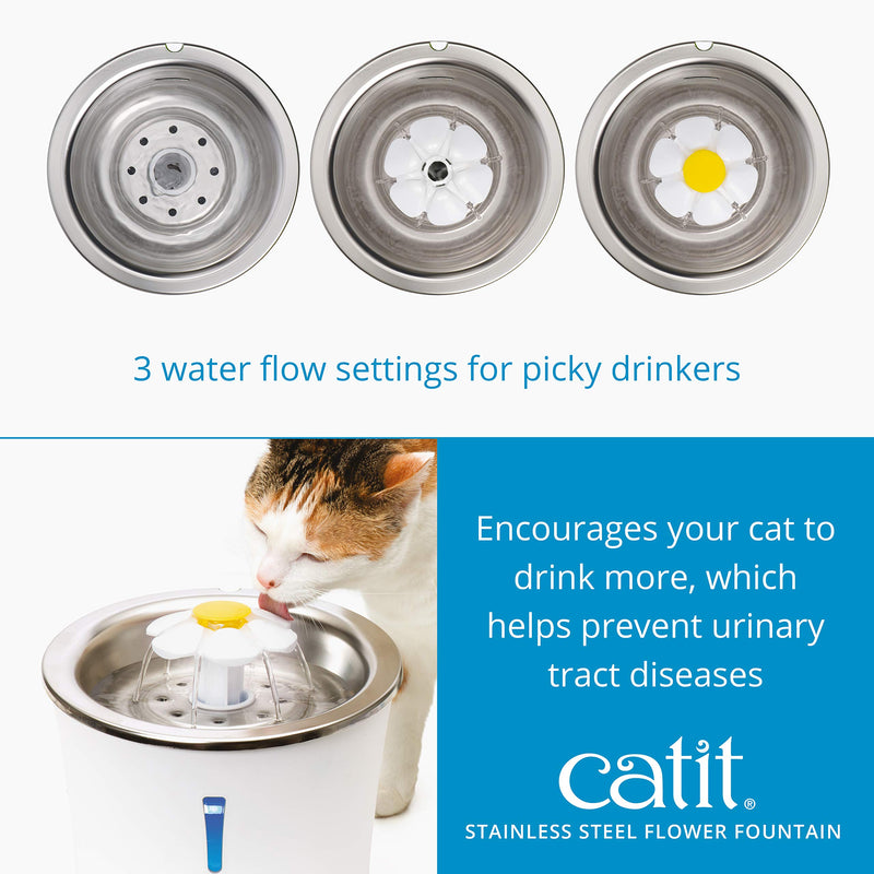 Catit Flower Drinking Fountain with Stainless Steel Top - PawsPlanet Australia