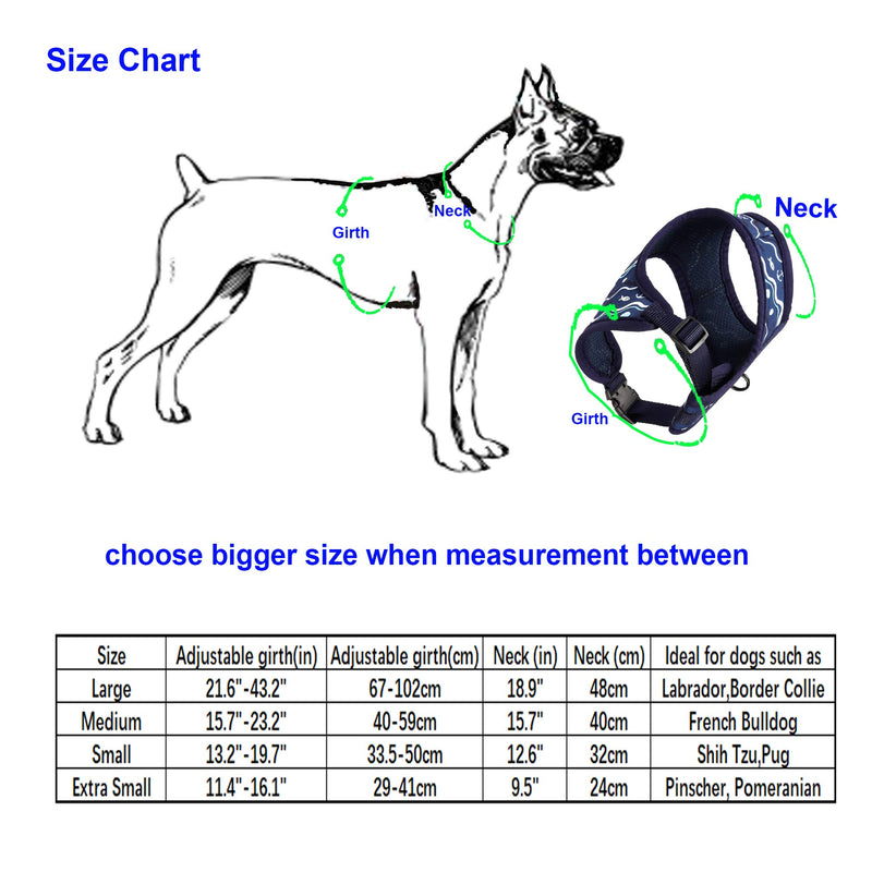 [Australia] - Mile High Life Dog & Cat | Fit Easy Vest Harness | No Choke Pull Step-in | Breathable Soft Mesh | Comfort Padding Puppy Training Halter Medium Girth (15.7"-23.2") Navy/Blue Wave 