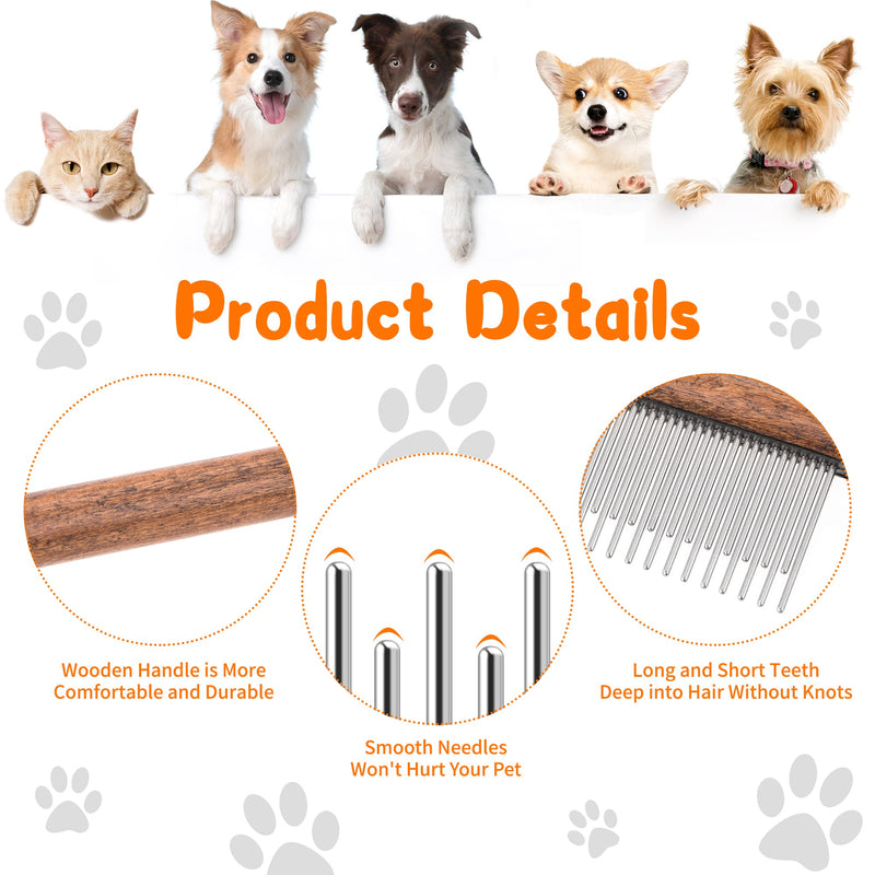 Cat brush, dog brush, lice comb with wooden handle, flea comb for dogs and cats with tangled short/long hair, brush for pet care - PawsPlanet Australia
