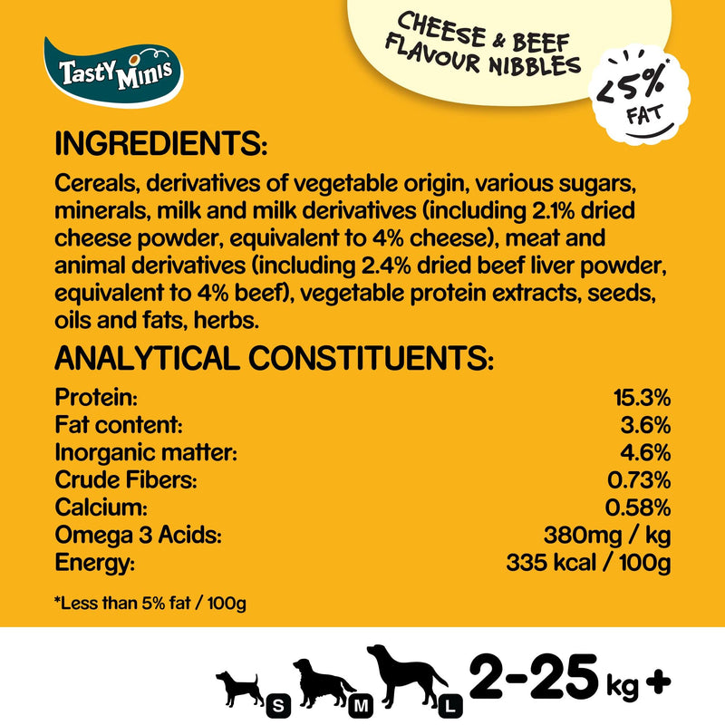 Pedigree Tasty Minis - Dog treats, cheesy nibbles with cheese and beef flavour - training treats, Pack of 8 (8 x 140 g) - PawsPlanet Australia