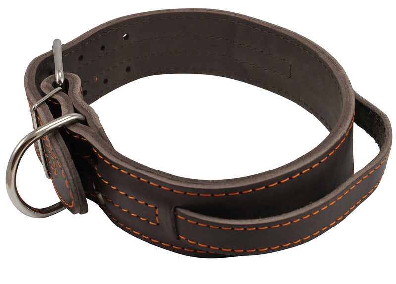 [Australia] - Dogs My Love Brown Genuine Leather 27"x1.75" Wide Handle Collar Fits 20"-24" Neck X-Large Great Dane Mastiff 