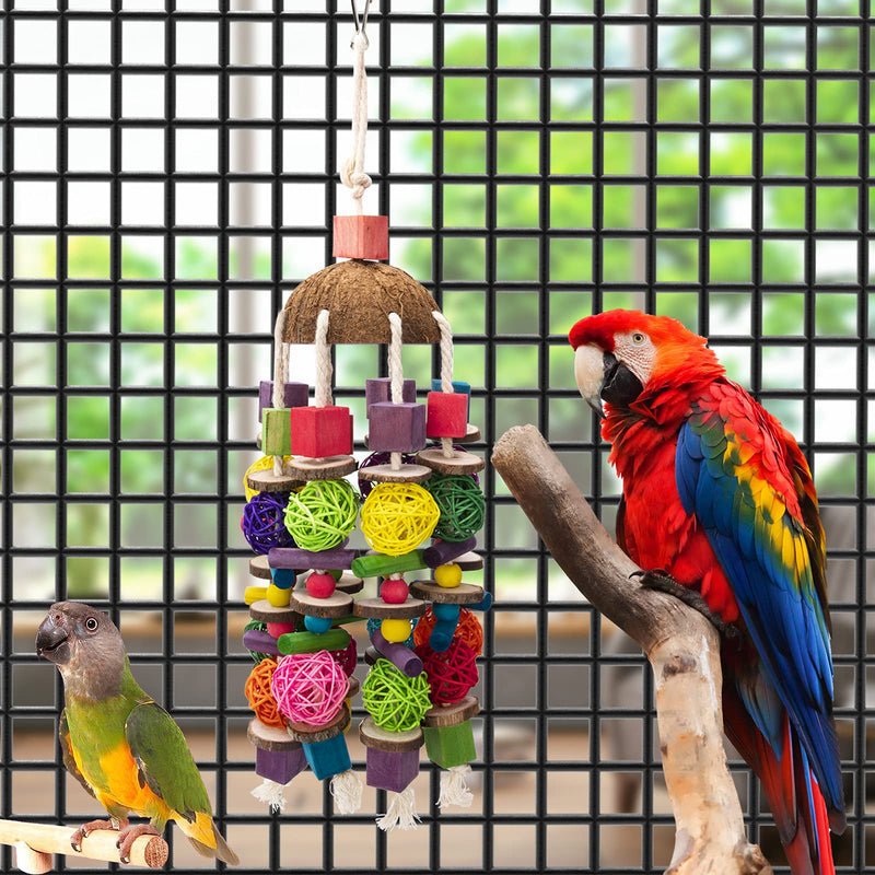 EBaokuup Large Bird Parrot Toys, Multicolored Wooden Blocks Bird Chewing Toy Parrot Cage Bite Toy for Macaws Cokatoos African Grey and Large Medium Parrot Birds - PawsPlanet Australia